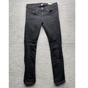 Rag & Bone Jean Womens Tomboy Low Rise Skinny Leg Jeans Black Cotton Size 25